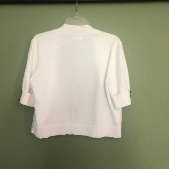 White Short Shrug Elbow Sleeve Sweater - Picture 4 of 11